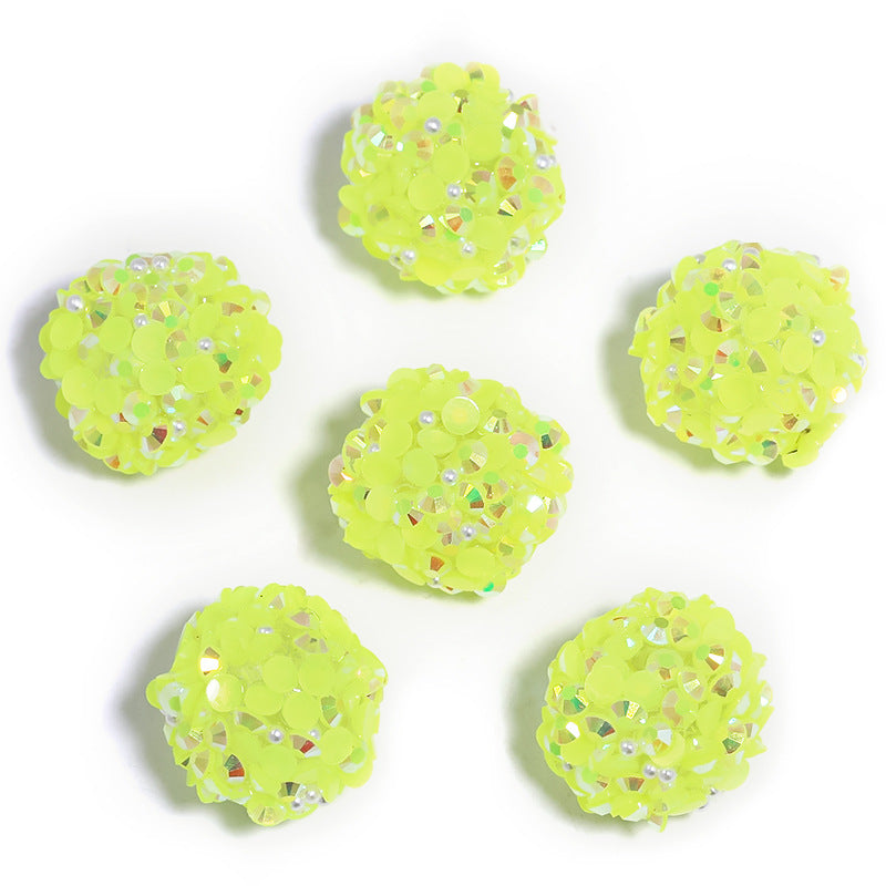 Wholesale 10PCS Colored Rhinestone Pearl Through Hole Acrylic Soft Sugar Beads